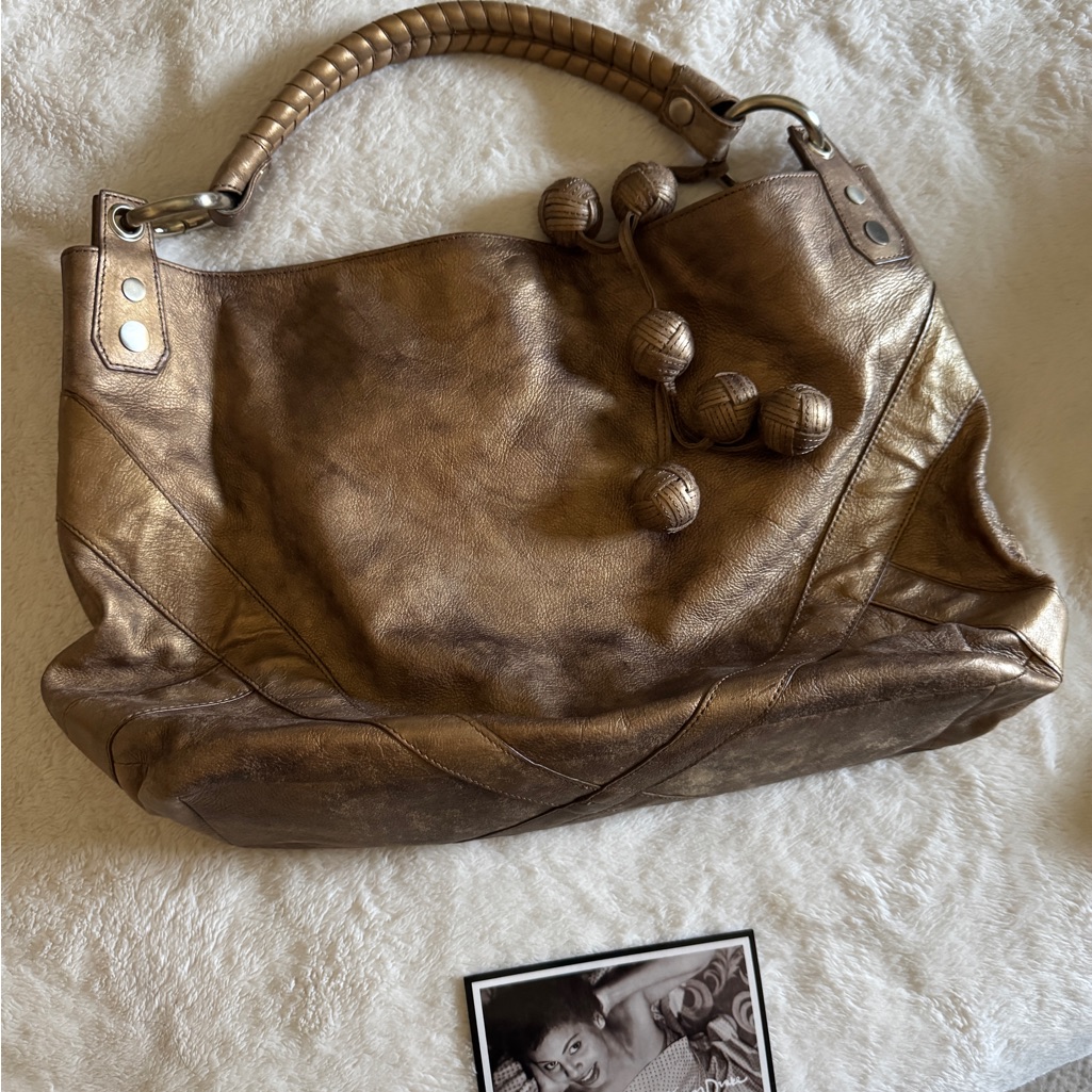 Junior Drake Leather Bronze Handbag